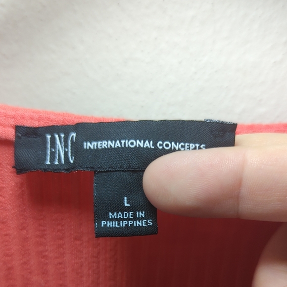 Inc International Concepts Coral V-Neck Ribbed Sweater Women's Size Large - Picture 2 of 5